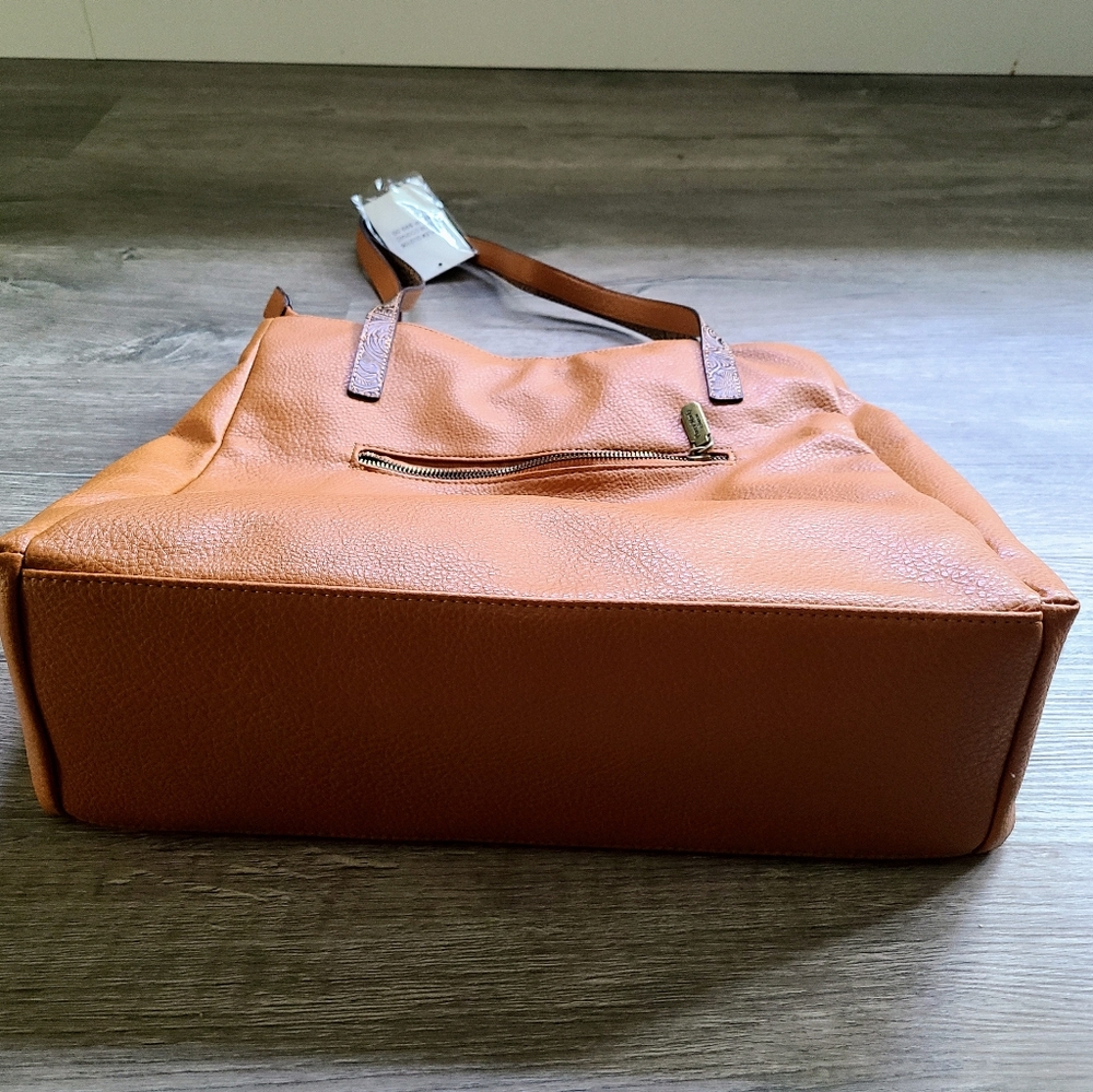NWT Darcy Marks London Vegan Leather Cognac Shoulder Purse - Picture 9 of 16